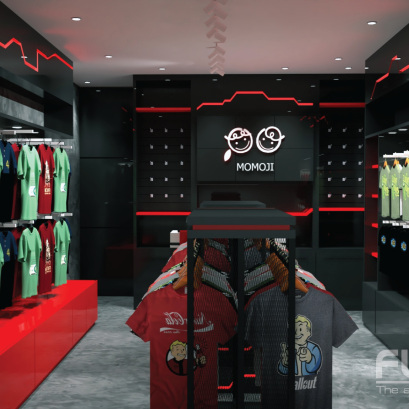 ออกแบบ ผลิต และติดตั้งร้าน : ร้านเสื้อผ้า MOMOJI Shop ห้างฯ The Market ราชดำริ